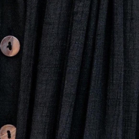 41. CLEARANCE Sheer Black Bohemian Button Flowy Maxi Cover Up Beach Dress kimono - Picture 7 of 7